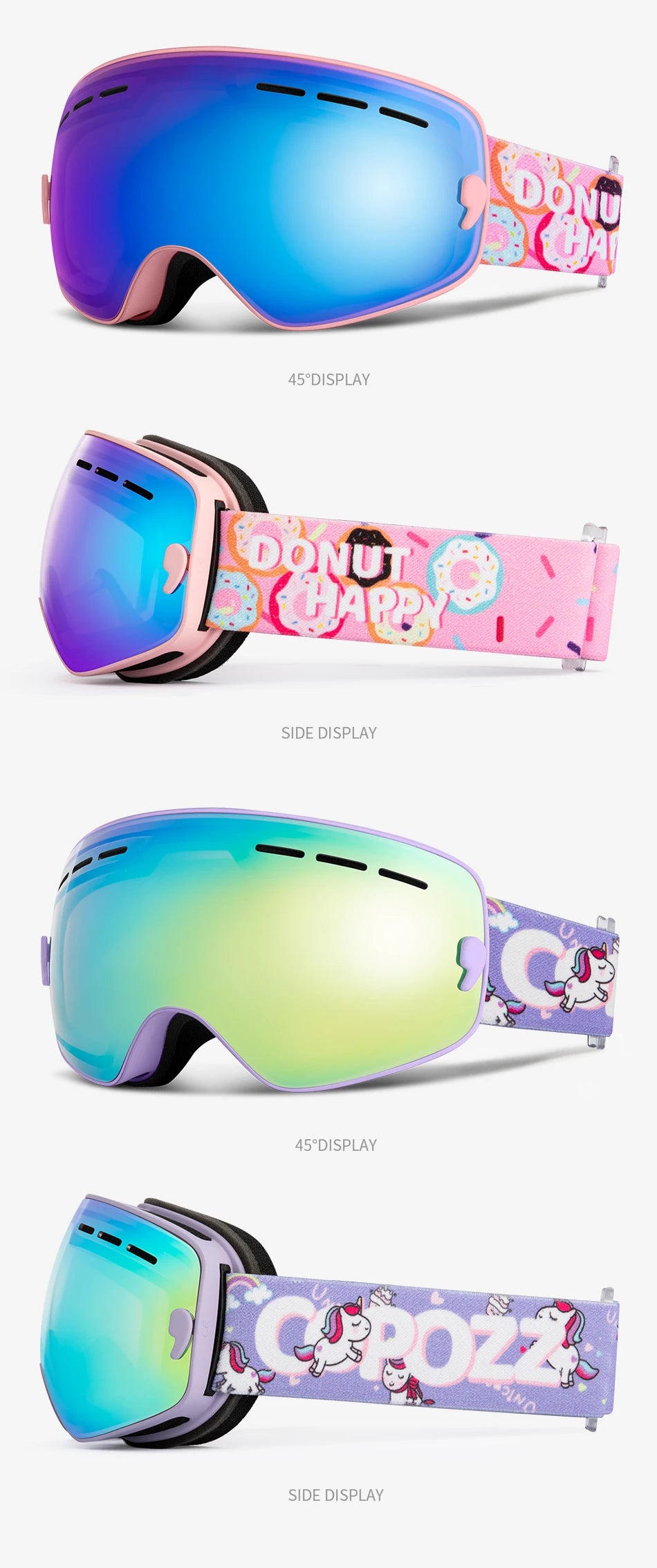 COPOZZ Professional Kids Ski/Snowboard Goggles – Anti-Fog UV400 Double Lens