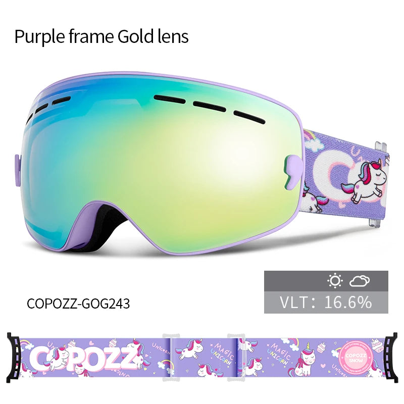 COPOZZ Professional Kids Ski/Snowboard Goggles – Anti-Fog UV400 Double Lens