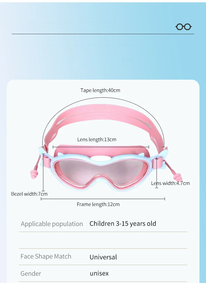 Make A Splash™ Large Frame (Back Clip) Kids HD View, Anti-Fog, No-Leak, Swim Goggles