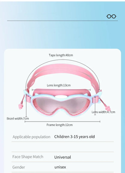 Make A Splash™ Large Frame (Back Clip) Kids HD View, Anti-Fog, No-Leak, Swim Goggles