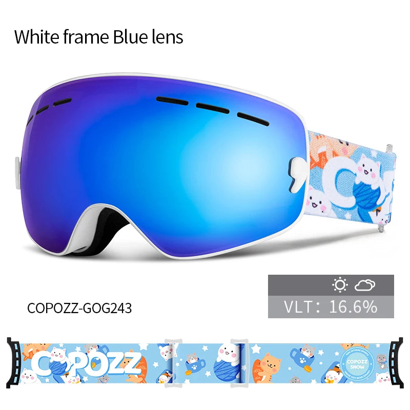 COPOZZ Professional Kids Ski/Snowboard Goggles – Anti-Fog UV400 Double Lens
