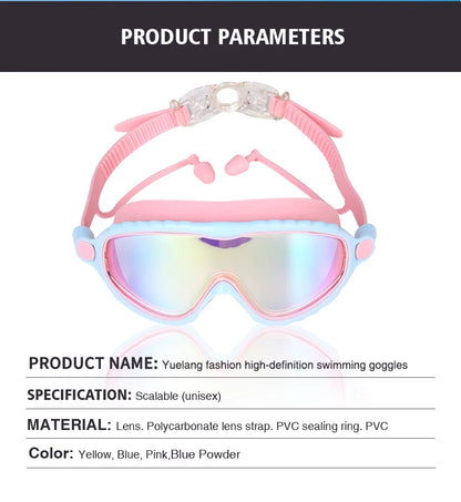 Make A Splash™ Large Frame (Back Clip) Kids HD View, Anti-Fog, No-Leak, Swim Goggles