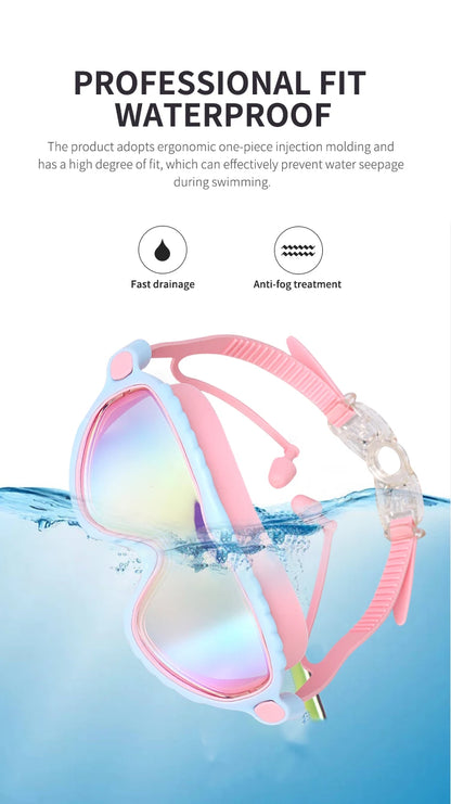 Make A Splash™ Large Frame (Back Clip) Kids HD View, Anti-Fog, No-Leak, Swim Goggles