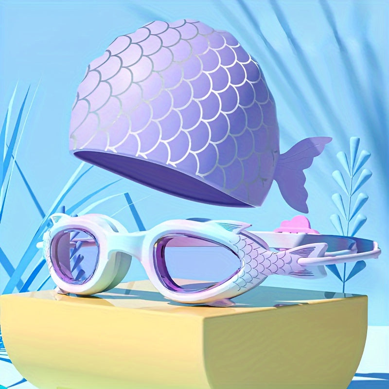 Make A Splash™ Mermaid Anti-Fog kids Swim Goggles & Silicone Cap Set